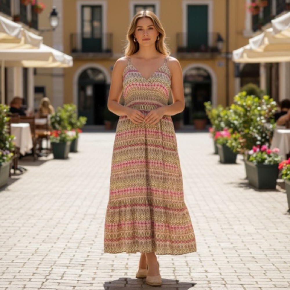 Chic Women's Patterned Midi Dress